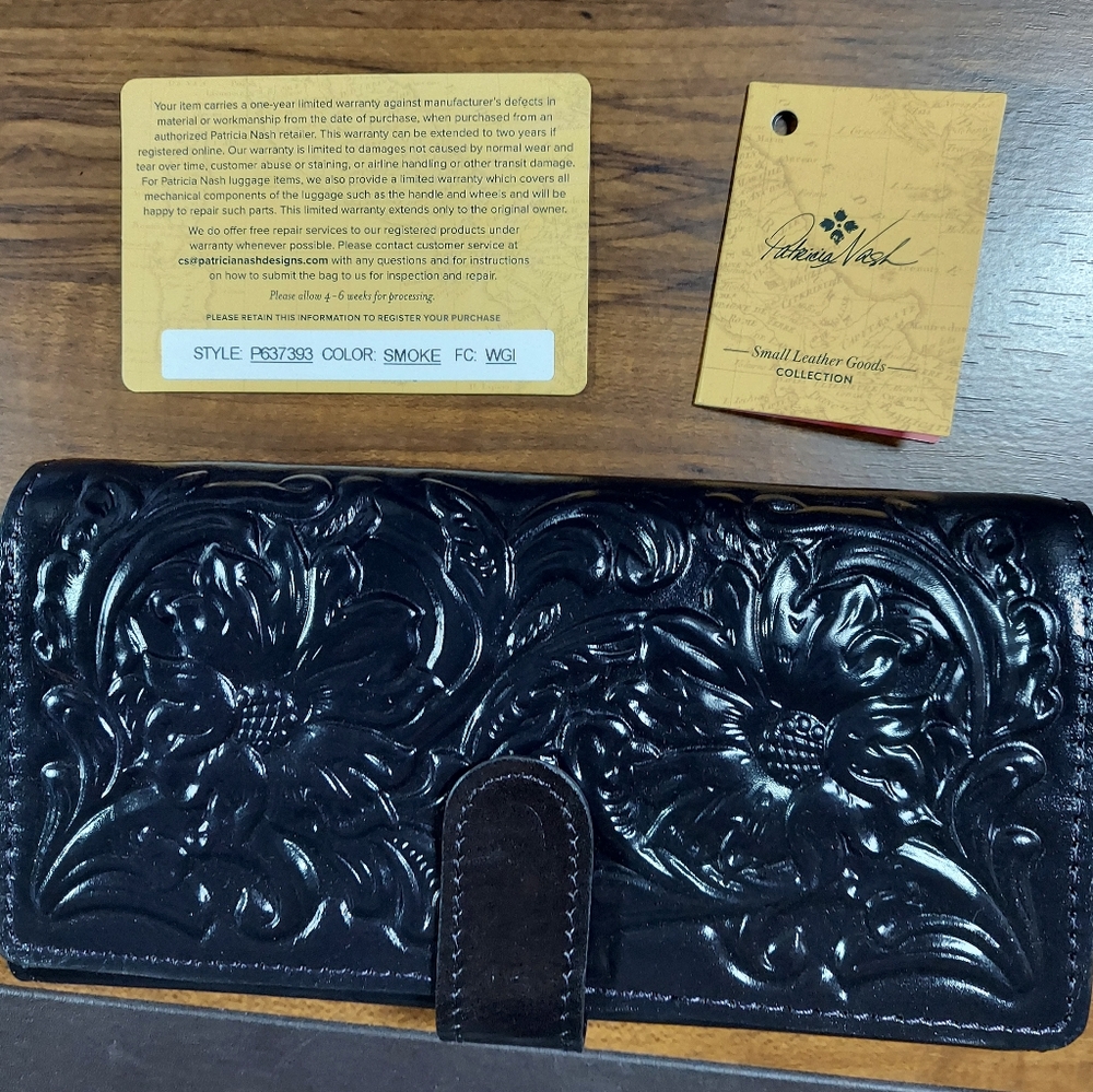 Patricia Nash Leather Beverley Wallet Smoke